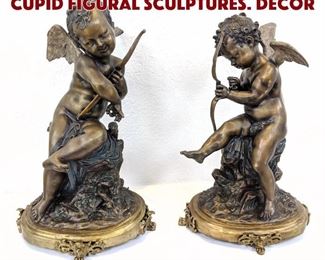 Lot 66 Pr French Bronze Cherub Cupid Figural Sculptures. Decor