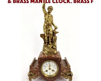 Lot 72 LORING ANDREWS Co. Marble Brass Mantle Clock. Brass f
