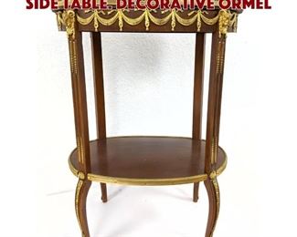Lot 73 French Style Onyx Top Oval Side Table. Decorative ormel