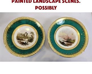 Lot 74 Pr Footed Bowls Hand Painted Landscape Scenes. Possibly