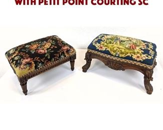 Lot 79 2pc Needlepoint Stools One with petit point courting sc