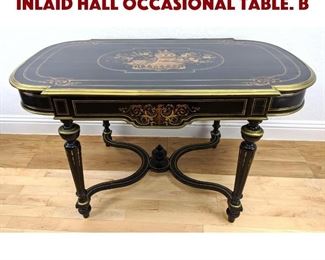 Lot 80 Italian Style Marquetry Inlaid Hall Occasional Table. B