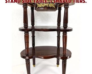 Lot 77 Inlaid Shaped Antique Stand Side Table. 3 shaped tiers.