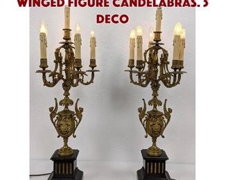 Lot 87 Pr Continental Bronze Winged Figure Candelabras. 5 deco