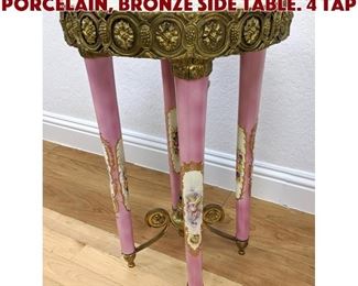 Lot 88 French style Agate, Porcelain, Bronze side table. 4 tap