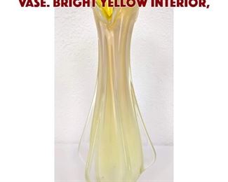 Lot 90 Cased Art Glass Modernist Vase. Bright yellow interior,