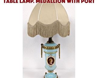 Lot 95 SEVRES France Turquoise Table Lamp. Medallion with port
