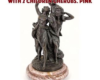 Lot 97 Figural Bronze of Couple with 2 Children Cherubs. Pink