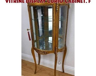 Lot 98 Gilt Wood French Style Vitrine Display Curio Cabinet. F