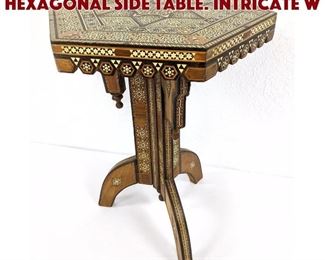 Lot 104 Middle Eastern Inlaid Hexagonal Side Table. Intricate w