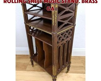 Lot 105 Mahogany Decorative Rolling Shelf Music Stand. Brass ga