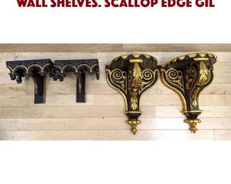 Lot 109 2 pr Decorative Brackets Wall Shelves. Scallop edge gil