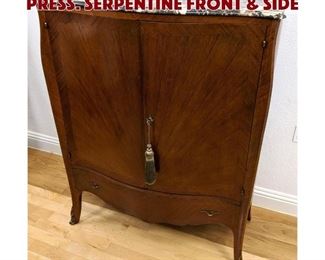 Lot 118 Marble Top Antique Linen Press. Serpentine front side