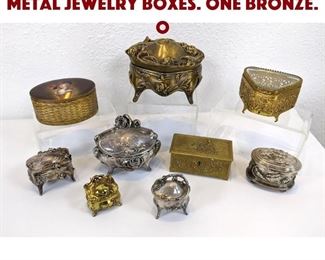 Lot 125 9pc Assorted Vintage Metal Jewelry Boxes. One bronze. O