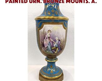 Lot 130 SEVRES French Porcelain Painted Urn. Bronze mounts. A.