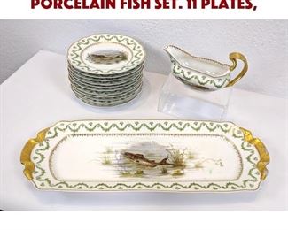 Lot 135 13pc DC French Limoges Porcelain Fish Set. 11 plates,