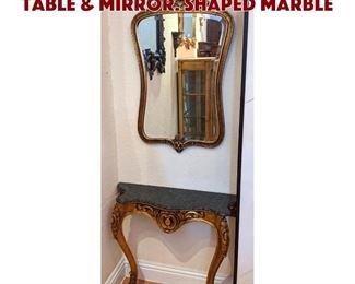 Lot 145 Marble Top Gilt Wood Hall Table Mirror. Shaped marble