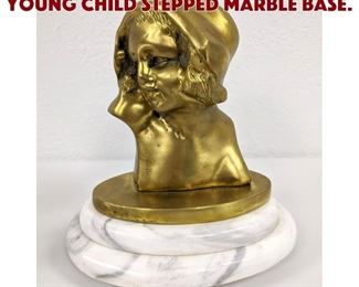 Lot 147 Brass Portrait Bust of Young Child Stepped Marble Base.