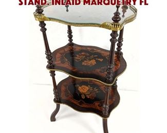 Lot 148 3 Tier French Inlaid Display Stand. Inlaid marquetry fl