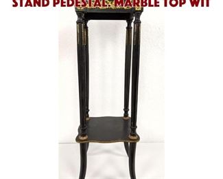 Lot 149 Ebonized Onyx Top French Stand Pedestal. Marble top wit