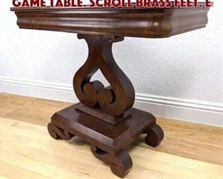Lot 150 Empire style Converted Game Table. Scroll brass feet. E
