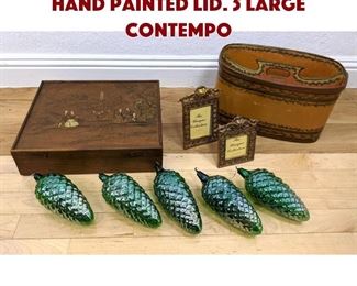 Lot 160 Rectangular Box with hand painted lid. 5 large contempo