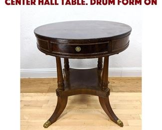 Lot 171 Flame Mahogany Antique Center Hall Table. Drum form on