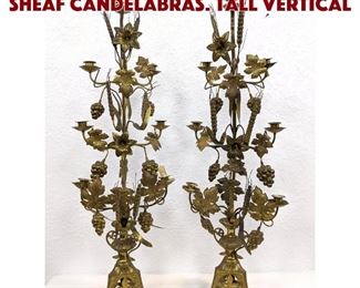 Lot 172 Pr Metal Grape Wheat Sheaf Candelabras. Tall vertical