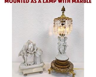 Lot 173 2 Bisque Sculptures. One mounted as a lamp with marble