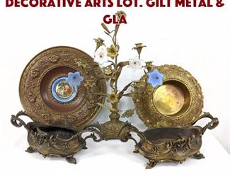 Lot 176 5pc Vintage Metal Decorative Arts Lot. Gilt metal gla