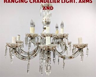 Lot 186 Venetian Style Glass Hanging Chandelier Light. Arms and
