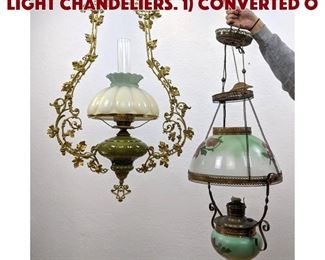Lot 187 2pc Victorian Hanging Light Chandeliers. 1 Converted o