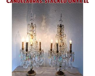Lot 188 Pr Fine Onyx Crystal Prism Candelabras. Stacked onyx el