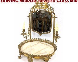 Lot 193 Antique Brass Vanity, Shaving Mirror. Beveled glass mir