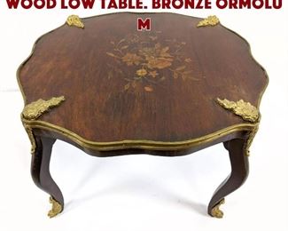 Lot 196 French Marquetry Inlaid Wood Low Table. Bronze ormolu m