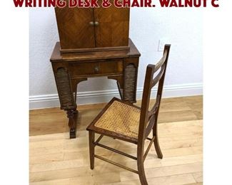 Lot 197 2 Part Continental Style Writing Desk Chair. Walnut c