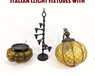 Lot 200 3pc Modernist Iron Lot. 2 Italian lLight Fixtures with