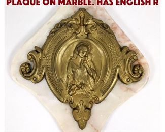 Lot 204 English Religious Metal Plaque on Marble. Has English R