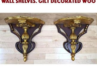 Lot 214 Pr Decorative Brackets Wall Shelves. Gilt decorated woo