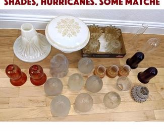 Lot 218 28pc Vintage Glass Lamp Shades, Hurricanes. Some matche