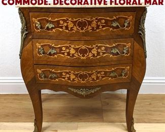 Lot 219 Marble Top French Inlaid Commode. Decorative floral mar