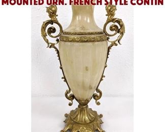 Lot 222 Carved Alabaster Metal Mounted Urn. French style contin