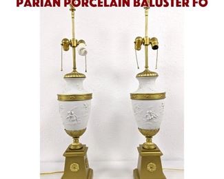 Lot 224 Pr Bisque Urn Table Lamps. Parian porcelain baluster fo