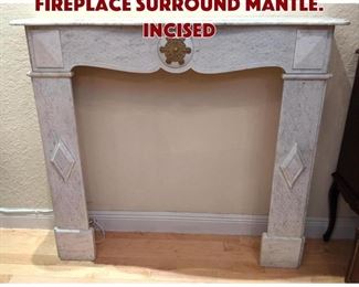 Lot 227 Vintage White Marble Fireplace Surround Mantle. Incised
