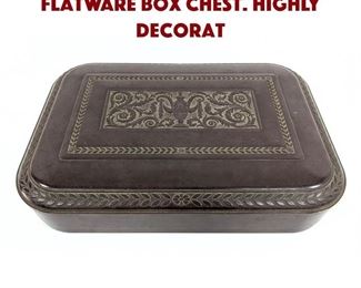 Lot 228 CAMEO Brown Bakelite Flatware Box Chest. Highly decorat