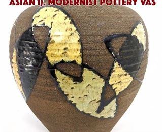 Lot 230 2pc Pottery Lot. Signed Asian 1. Modernist Pottery Vas