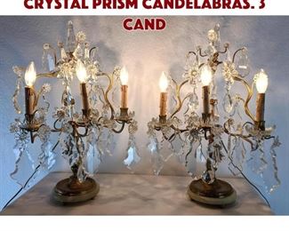 Lot 234 Pr Figural Nude Metal Crystal Prism Candelabras. 3 cand