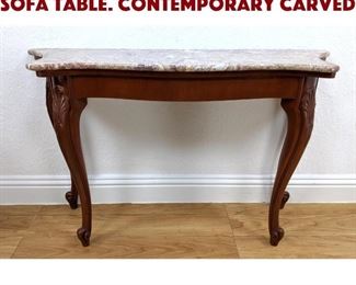 Lot 235 Marble Top Hall Console Sofa Table. Contemporary carved