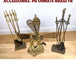 Lot 241 Vintage Metal Fireplace Accessories. Pr ornate brass Fr