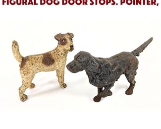Lot 244 2pc Vintage Cast Iron Figural Dog Door Stops. Pointer,